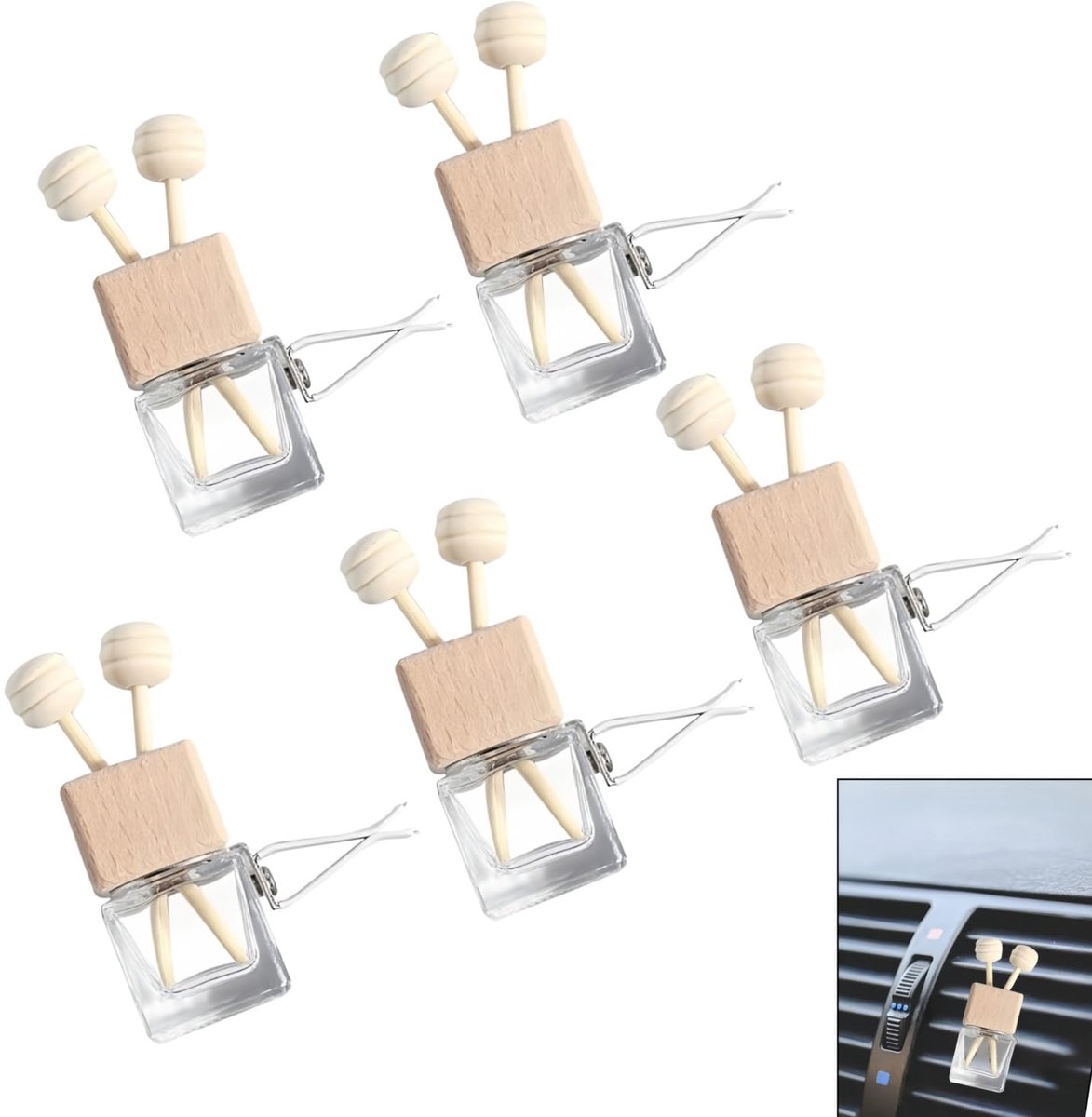 5 stuks 8 ml auto-luchtverfrisser, parfumclip-diffuser, auto-luchtverfrisser clips, voor aromatherapie, geurornament - ShopVlot