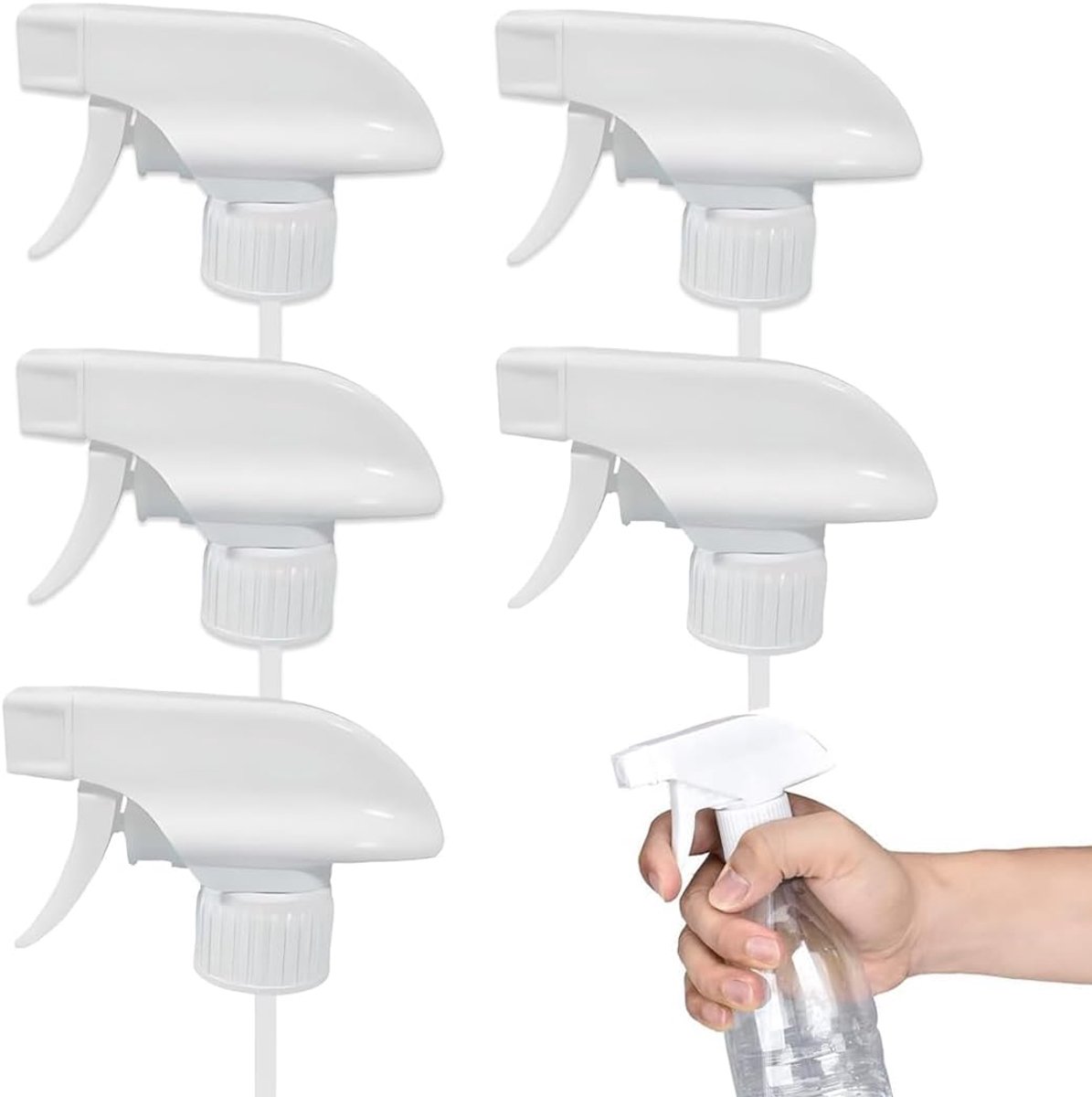5pcs Universal Bottle Sprayer Replacement Sprayer with Foam Grate or Jet for Standard Spray Bottles (White) - ShopVlot