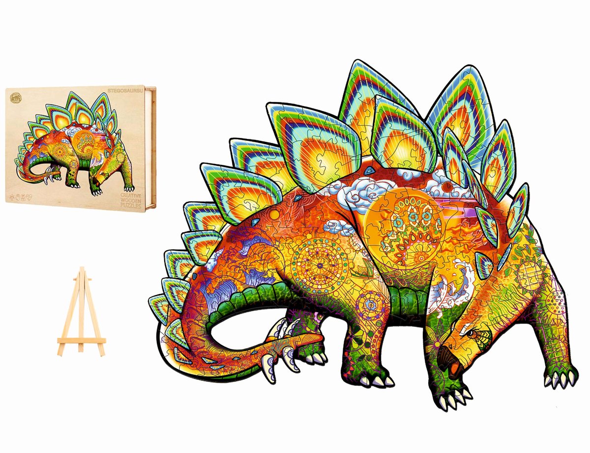 Houten puzzel Stegosaurus 263 stukjes in houten doos