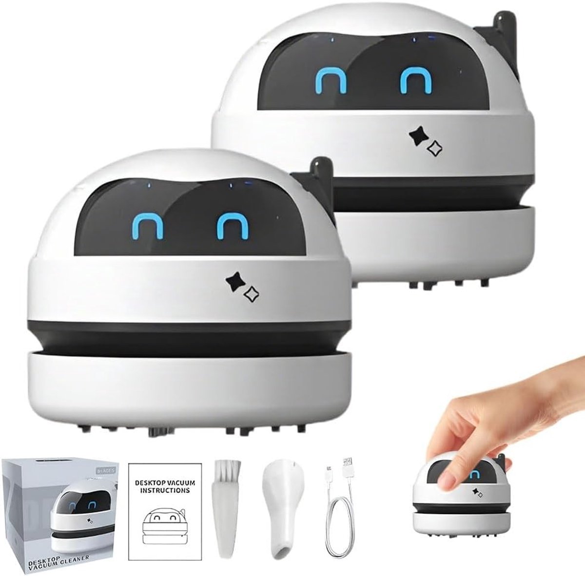 Mini Tafelstofzuiger - Wit - Draagbaar en Draadloos - Oplaadbaar via USB - Voor Thuis en Kantoor