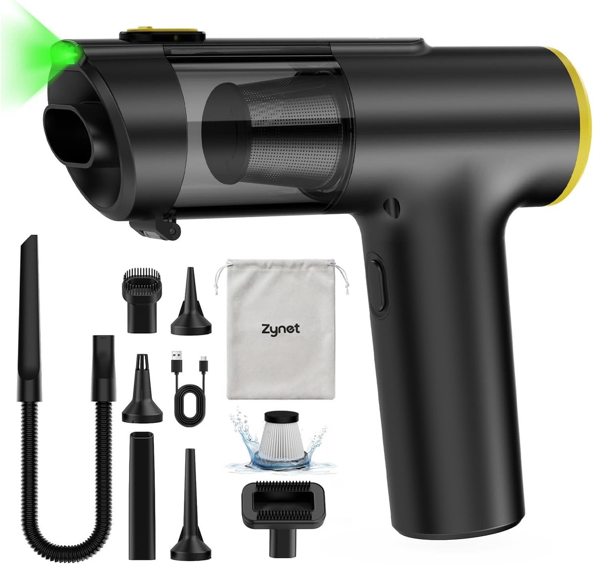 Draadloze Handstofzuiger - Zwart - 457 g - 7-in-1 Multifunctionele Stofzuiger voor Auto, Huis en Kantoor