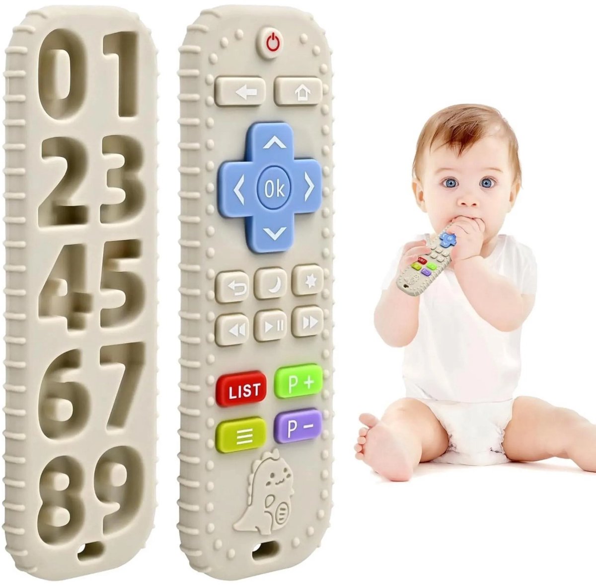 Casalora Babyspeelgoed – Bijtspeelgoed – Voor baby’s van 3-6 maanden – Afstandsbedienbaar Badspeelgoed Van Siliconen – Beige