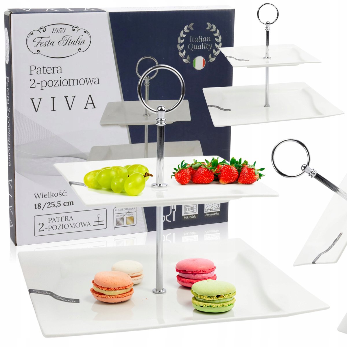 Porseleinen 2-laags etagère voor taart en fruit - Wit, Modern