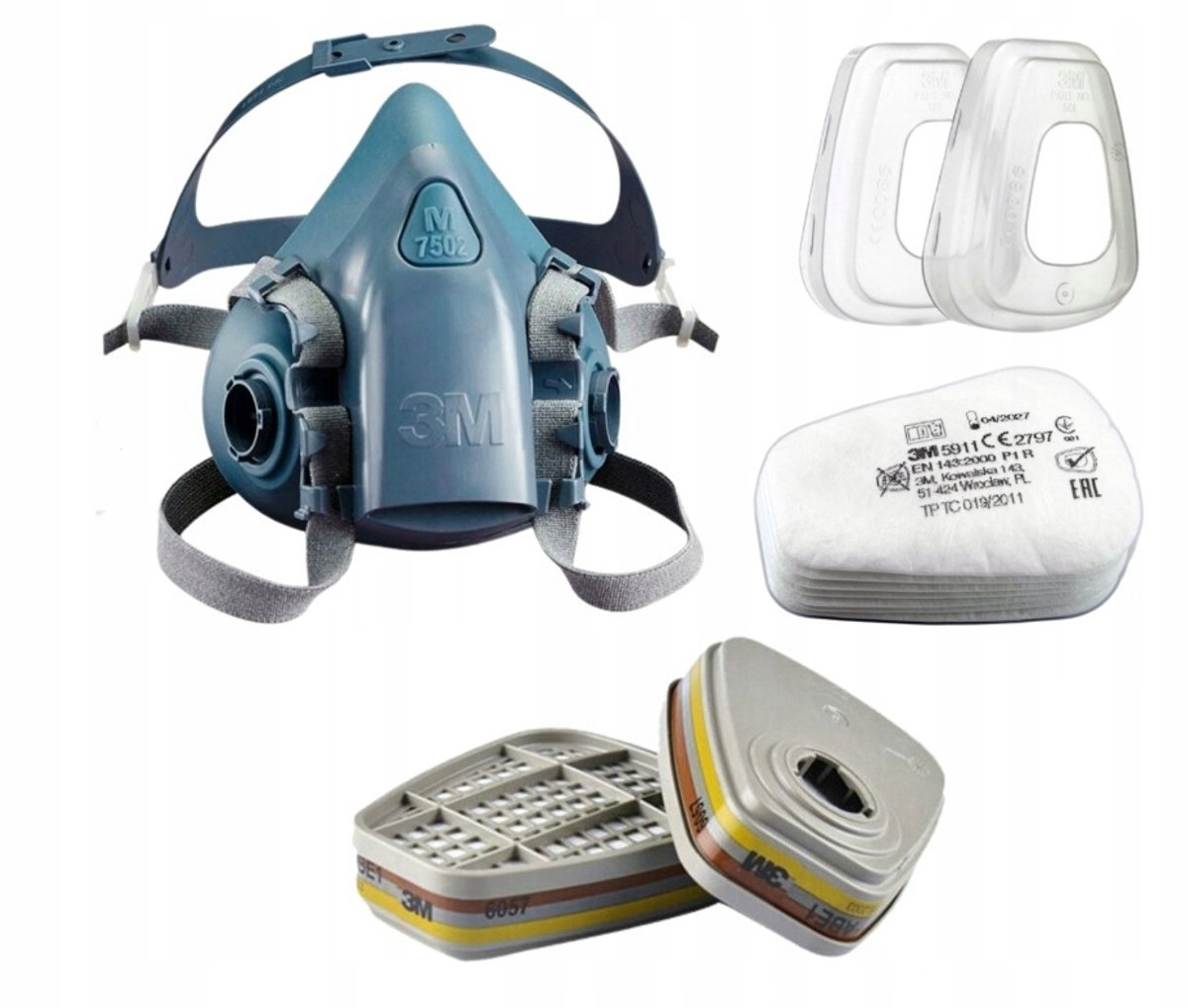 3M 7502 Halfmasker Set M ABEK1 Filters & Voorfilters