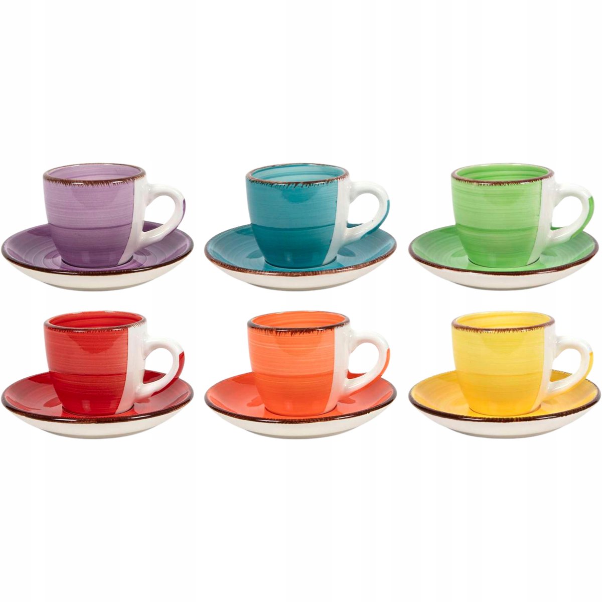Rainbow Keramische Espressokopjes 90ml - Set van 6