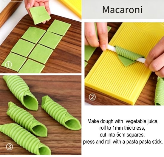 2 set - Pastaplank - Italiaanse pastaplank - Kneedplank - Noedelplank - Bakplank voor deeg - Handmatige pastamaker - Gnocchiplank - Keukenaccessoires - Geel - 10x24,5cm - Te gebruiken voor het maken van macaroni, italiaanse aardappelknoedels en pasta — afbeelding 2