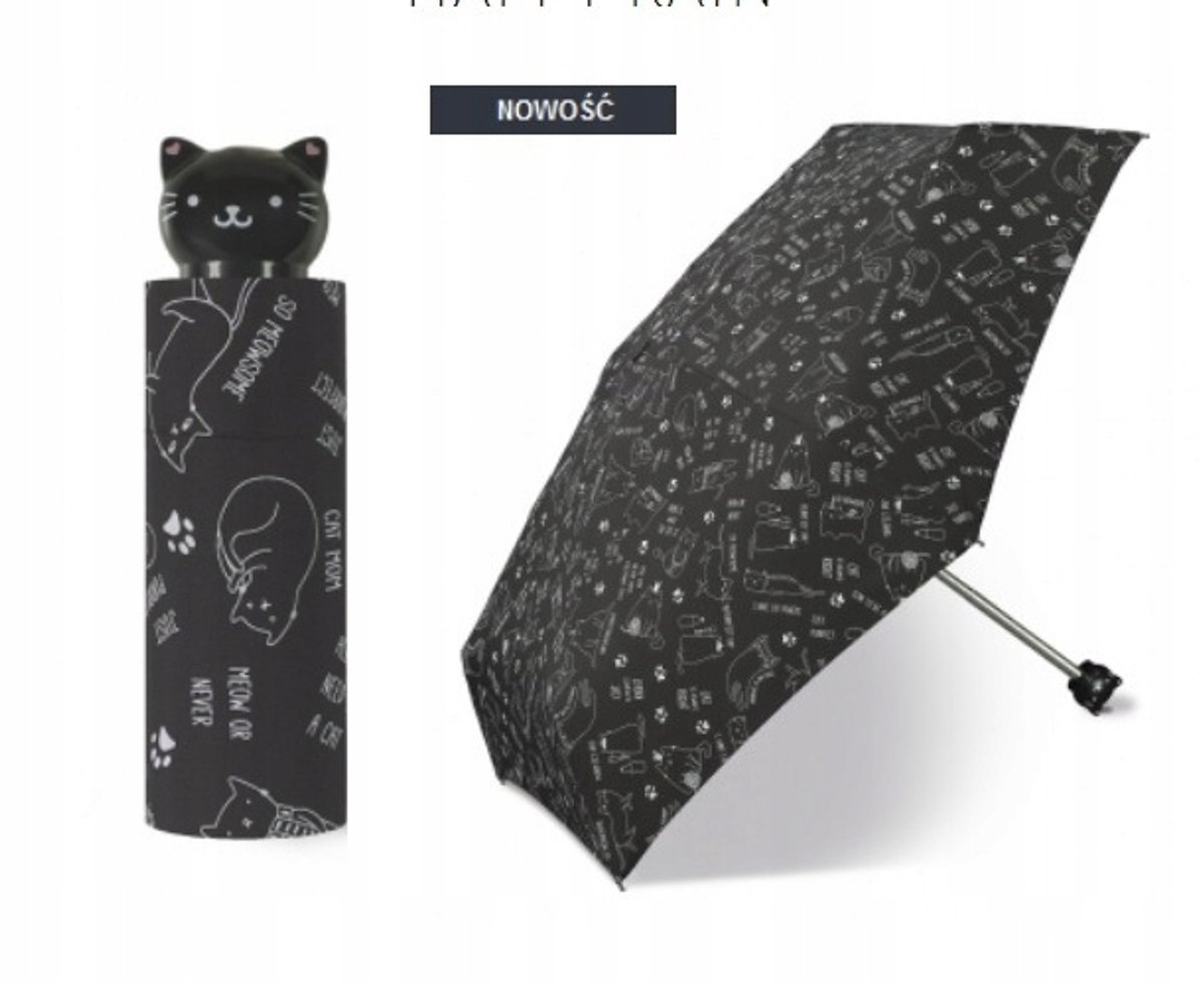 Happy Rain Kleine winddichte paraplu met kattenprint