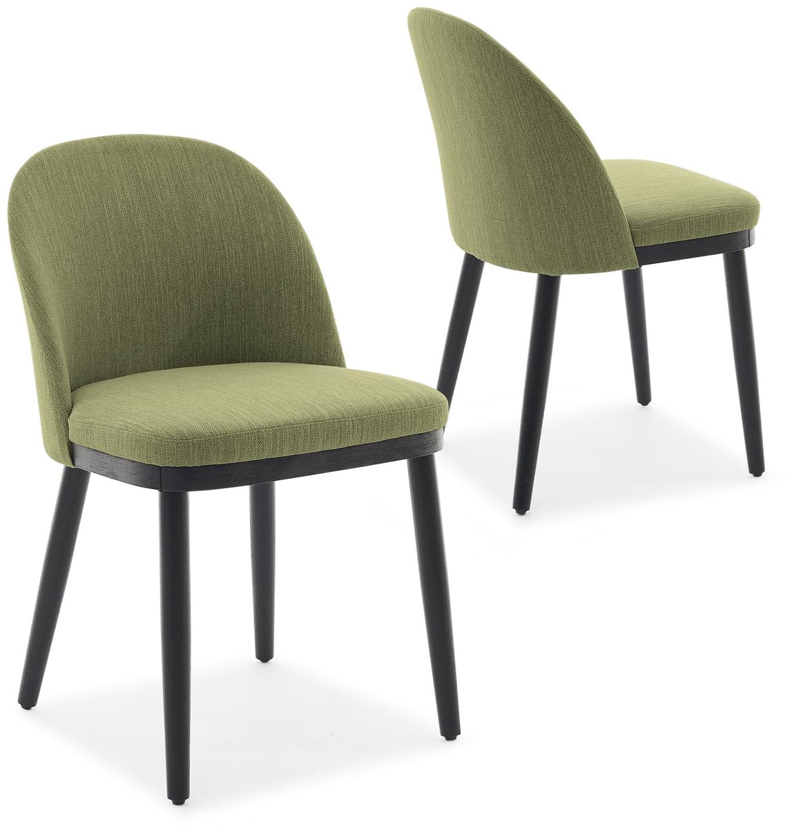 Danky - Eetkamerstoelen Set van 2 - Linnen - Groen - Houten Frame
