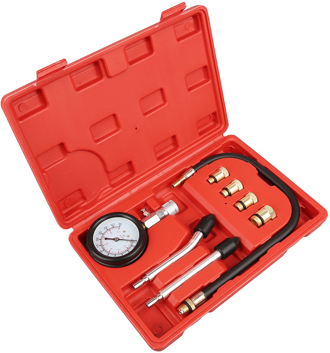 PIPIPOXER Compressietester Voor Benzinemotor- Compressie Tester - Auto Test Kit - Benzinemotoren - Universele Compressie Test Set - metingen in kleppen, zuigerveren, cilinderboringen of koppakkingen - 0 - 300PSI