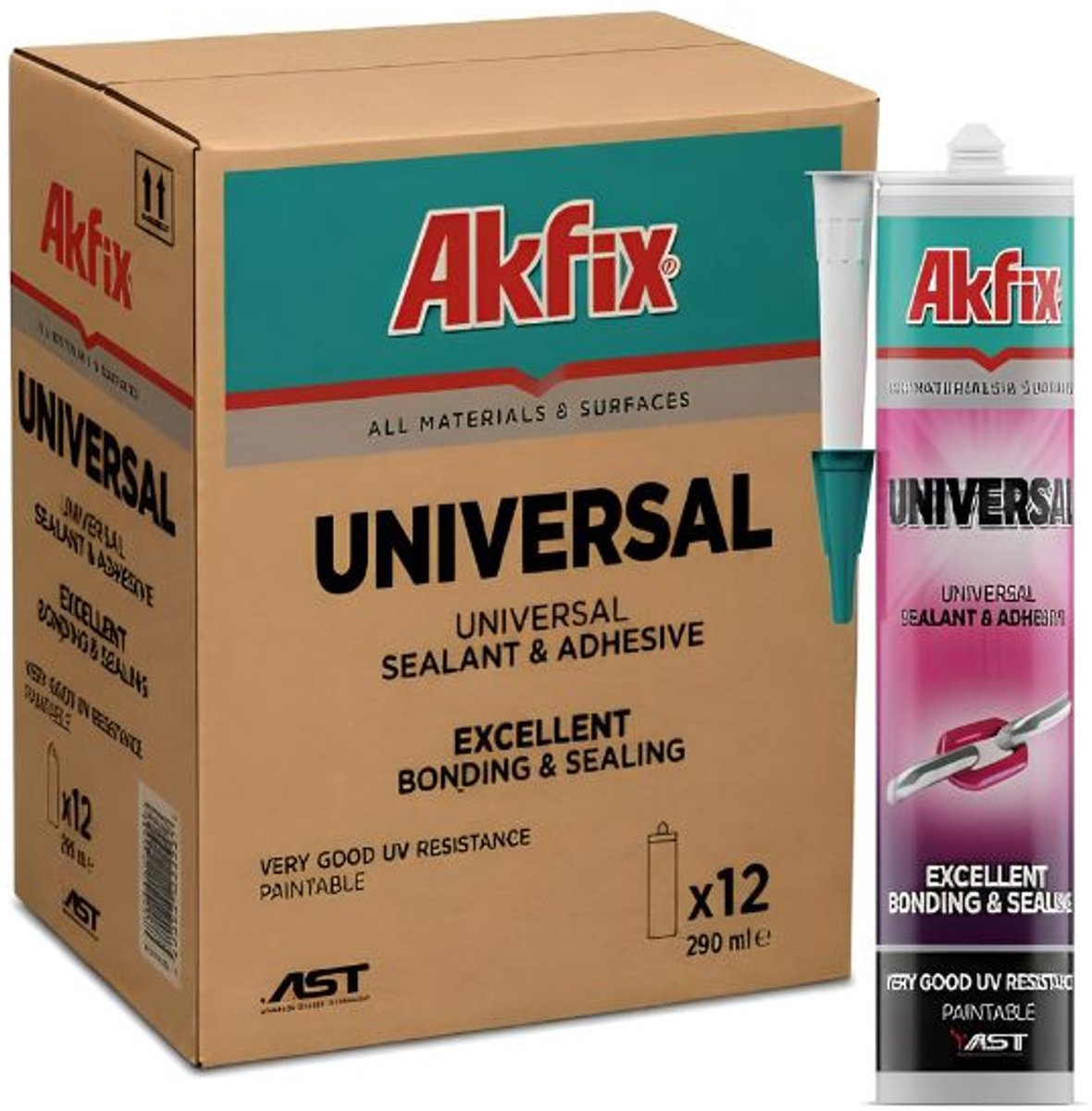 AKFIX Hybrikit Universal MS polymeer wit 290ML 12x