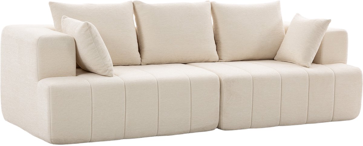 HOMCOM - 3-zitsbank - Chenille (100% polyester) - 248 x 104 x 87 cm - Beige