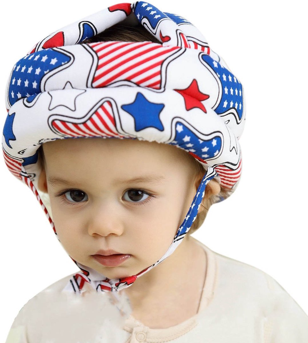 Verstelbare beschermende helm-muts voor baby's en peuters (blauwe ster)