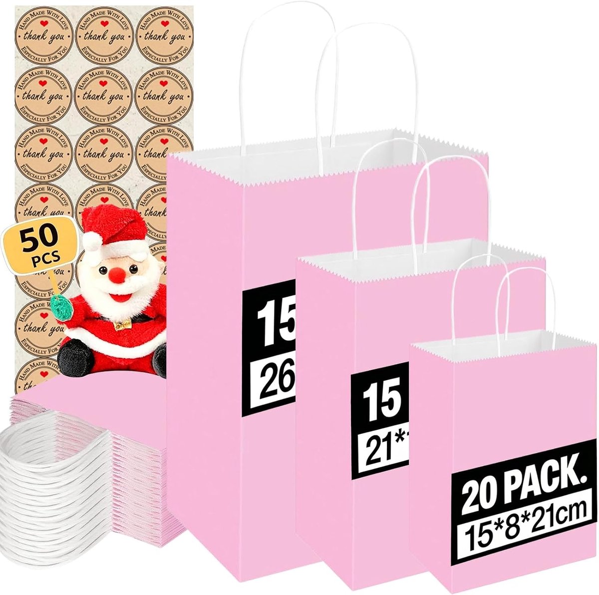 Kraft papieren zakken 50 stuks - gemengde maten - 130 g dik papier - perfect voor geschenken - ShopVlot