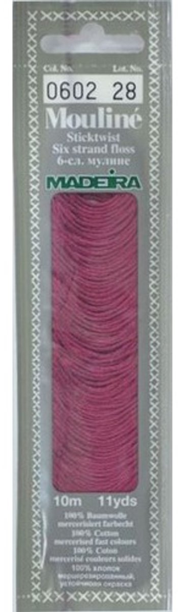 Borduurgaren Madeira Mouline 10 meter 6 draads splijtgaren - roze (602)