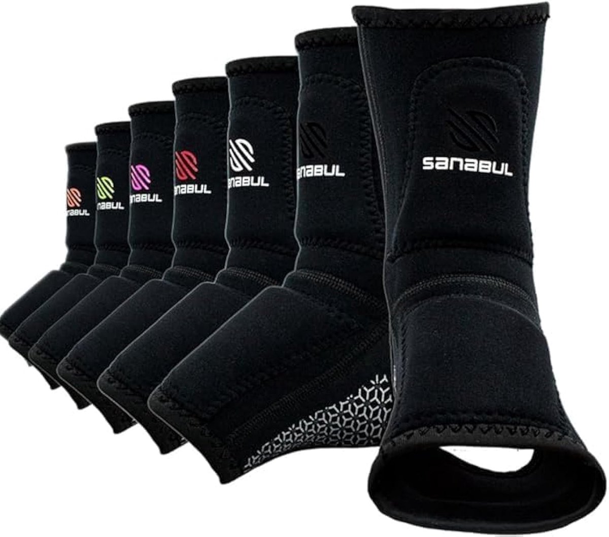 Sanabul Essential Eye-catching Gel Ankle Protector for MMA Muay Thai Kick Boxing (Pair) (Black, S/M) - ShopVlot