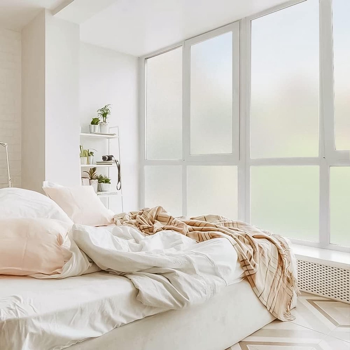 Qualsen raamfolie voor privacy, natuurlijk mat, niet-klevend glasfolie zonder lijm, voor kantoor, huis, badkamer - ShopVlot