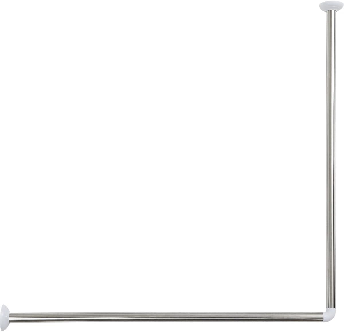 Tendance Hoekdouchegordijnstang - 80 x 80 cm - RVS - Chroom - Ø 25 mm