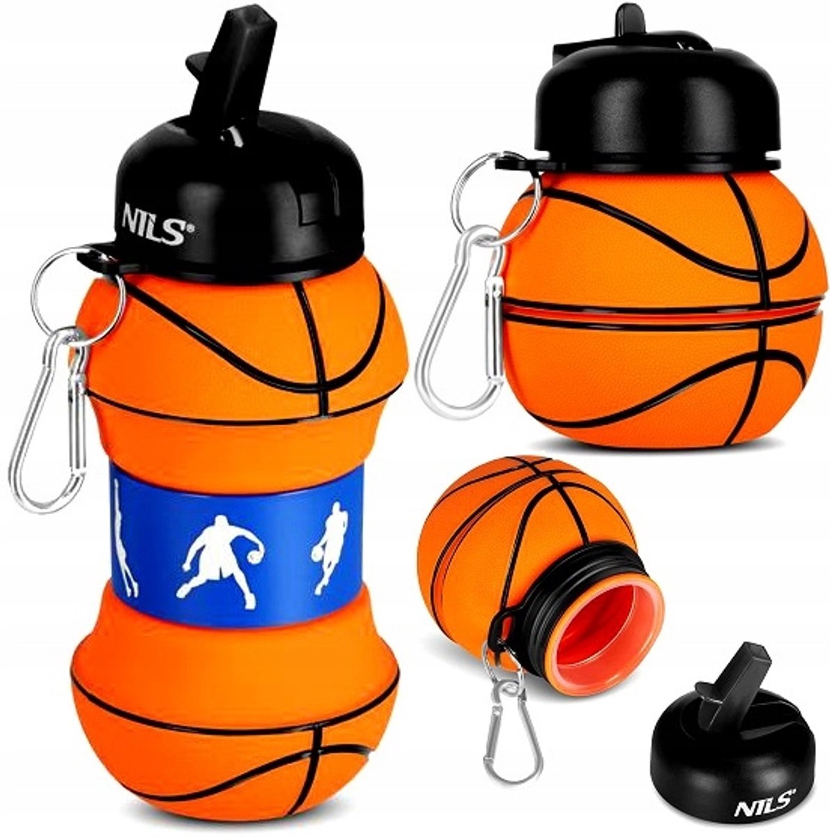 Nils Opvouwbare Sportfles 550ml - Basketbal Thema