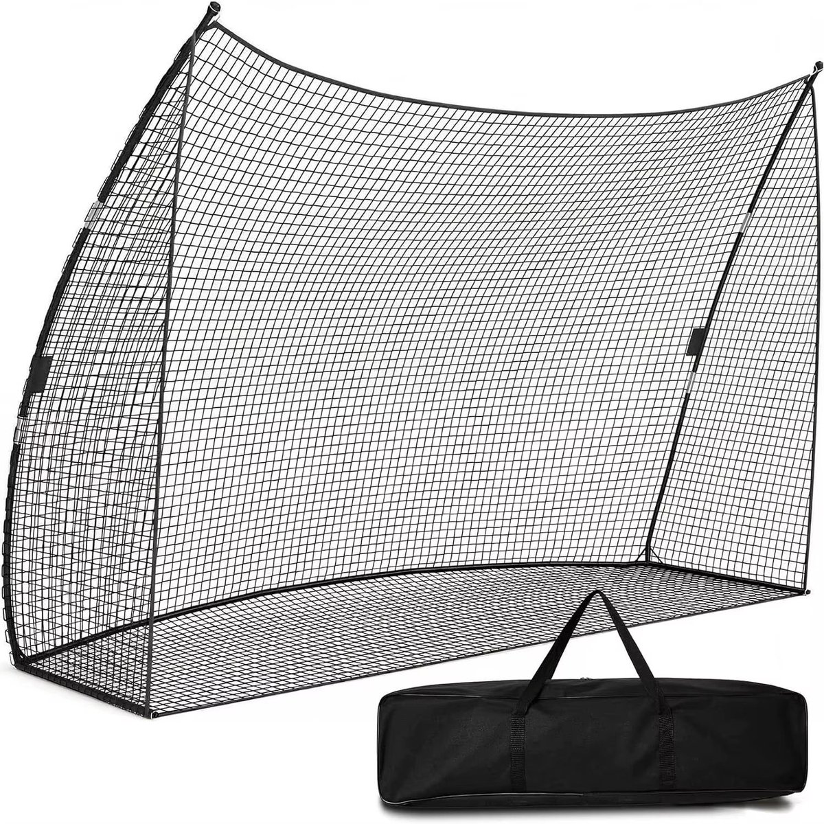 Golf oefennet 305 x 93 x 217 cm - met draagtas en 4 haringen - zwart