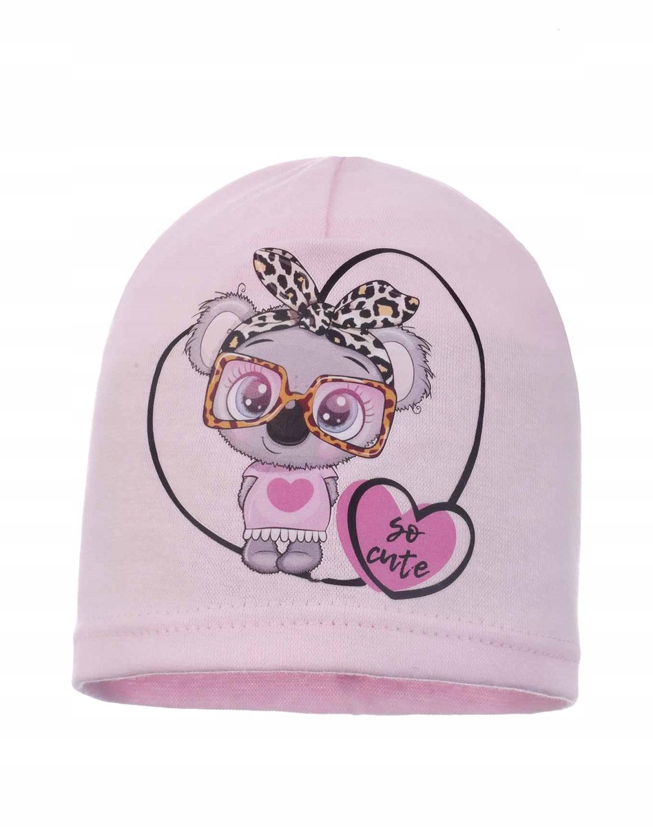 Ambra Babymuts Koala met Bril - Katoen - Roze, Maat 44/48