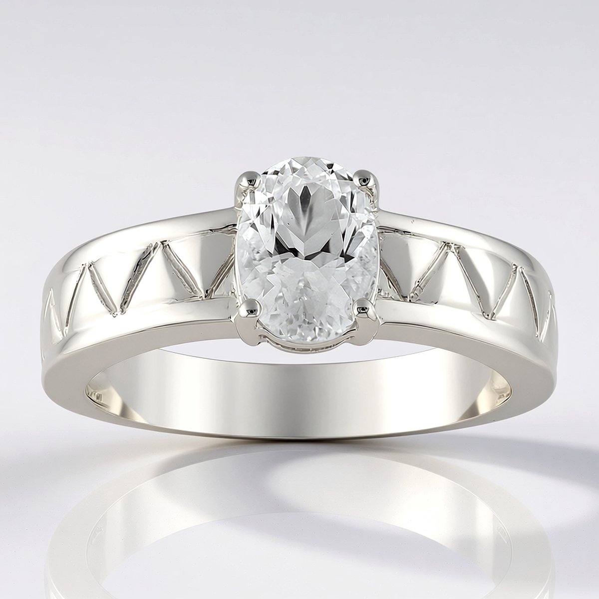 Cavill - Zilveren ring met Herkimer kwarts 0,663 ct - 925 sterling zilver met palladium coating - elegante damesring met ovale edelsteen uit VS
