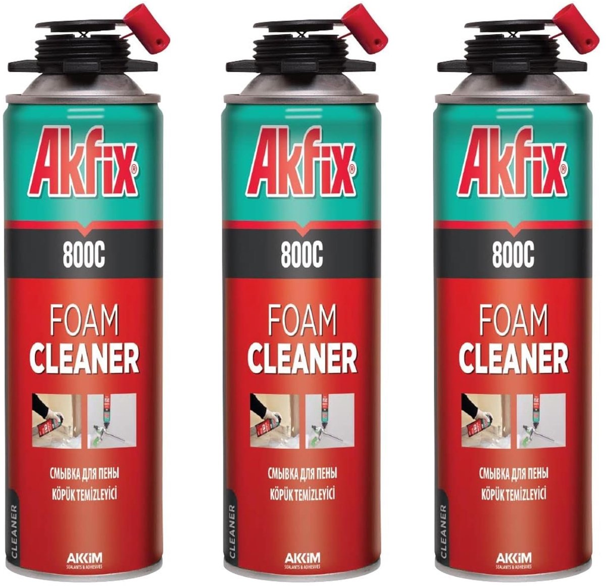 Akfix Foam Cleaner 800C PU-schuimreiniger - Reiniger voor pistoolschuim - NBS Adapter - 3x Spuitkop - Bouw & Montage