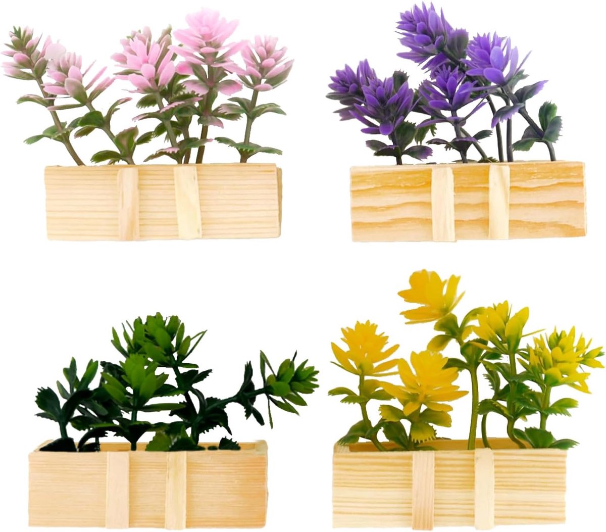 Magneten koelkast 4 stuks bloemen - houten varianten - duurzaam en stijlvol - ideaal voor keuken en kantoor - ShopVlot