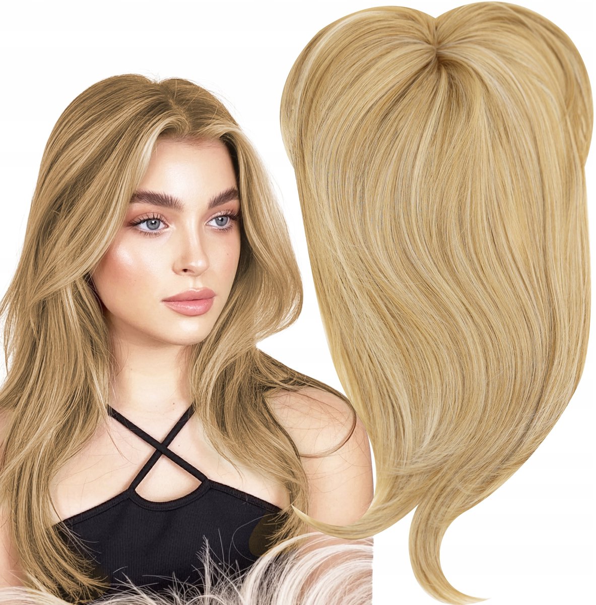 Synthetische Topper Clip-in Jasblond 50cm - Volle Haardichtheid & Volume
