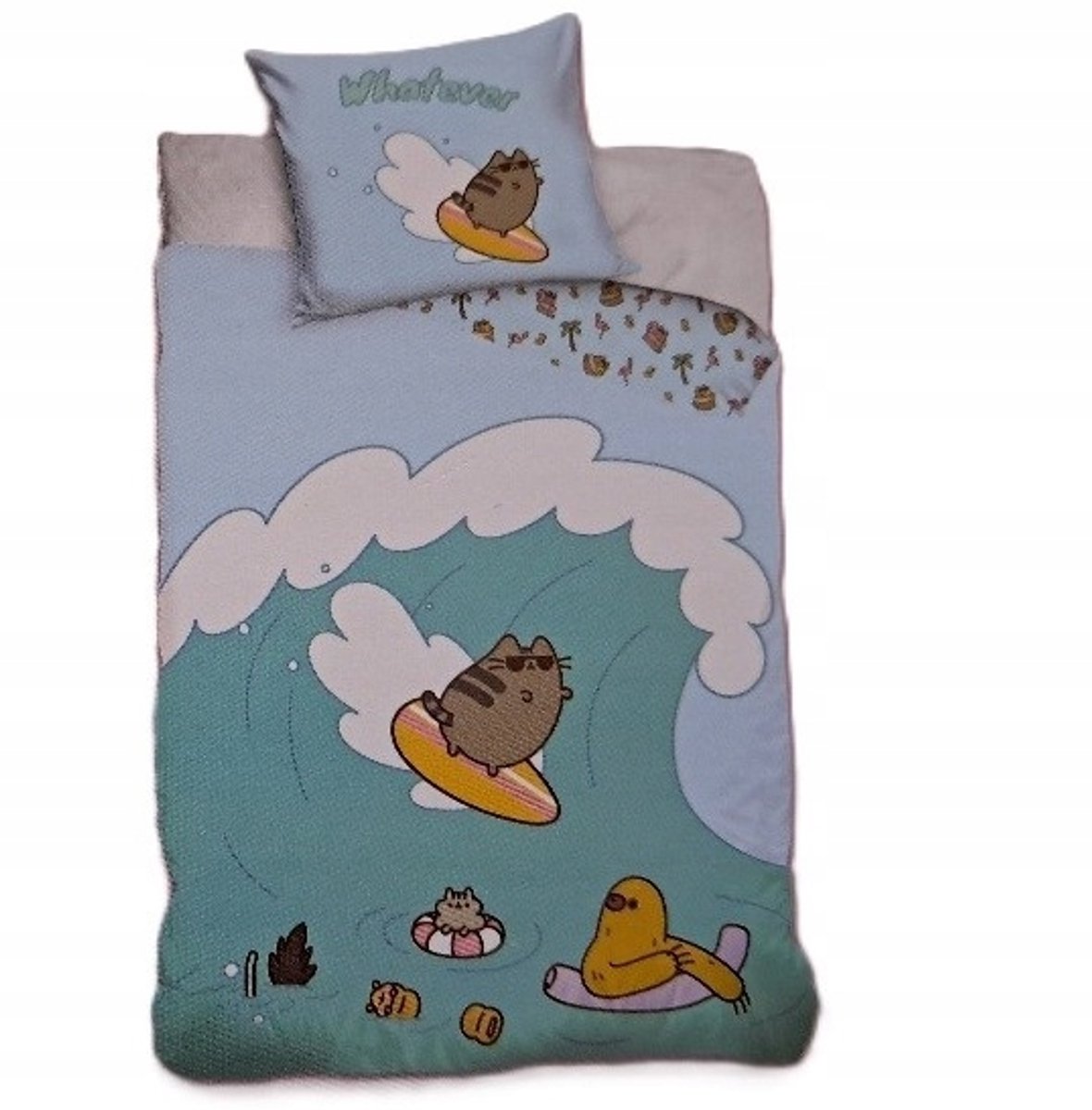 Pusheen Katoen Kinderbeddengoed 160x200 cm Blauw