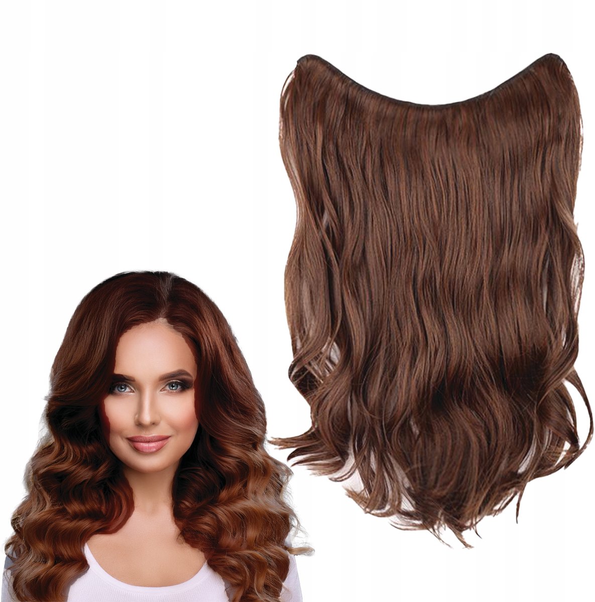 Merkloze Synthetische Clip-in Haarstukken 60cm Krullend Bruin 100g