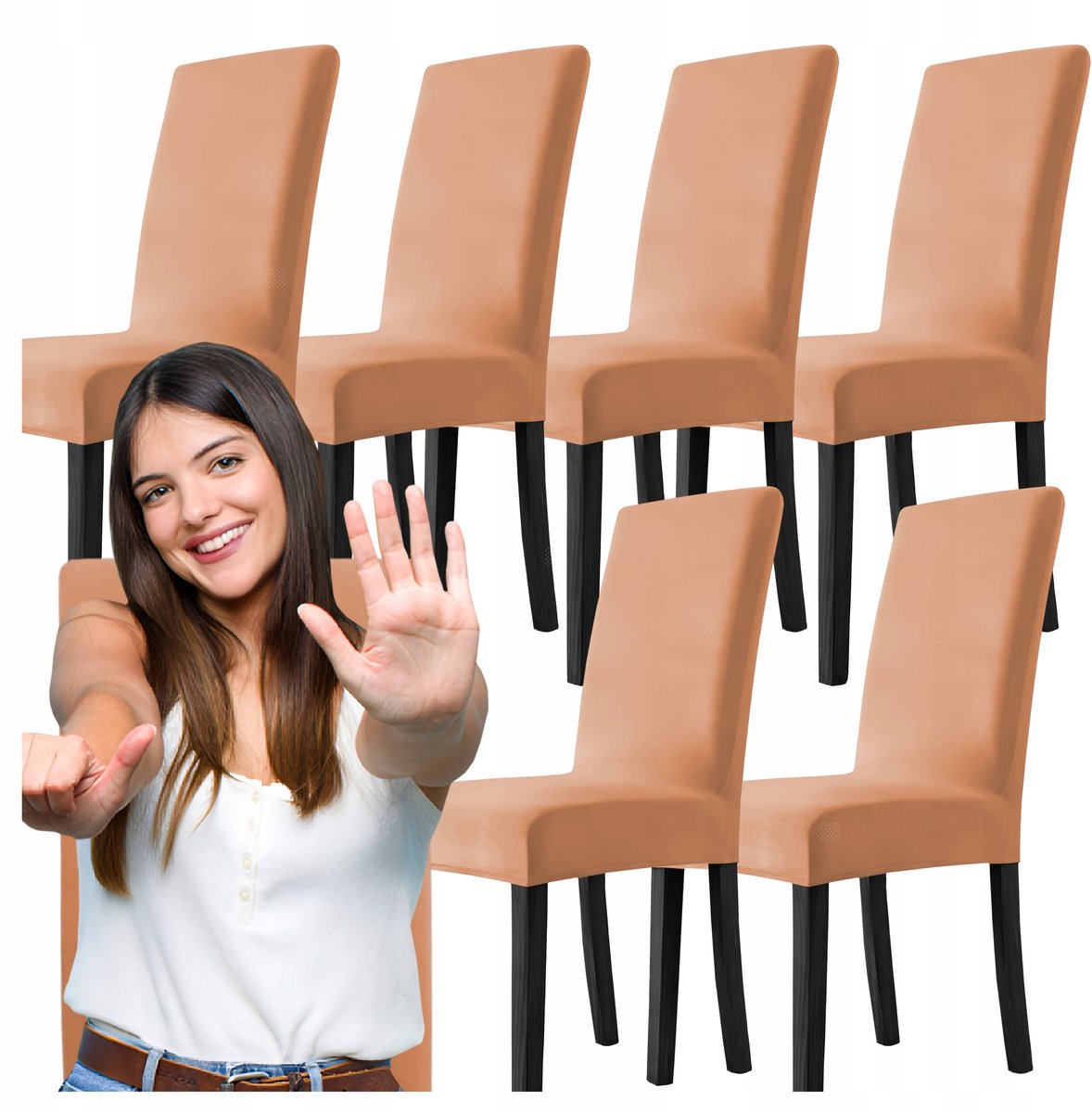 Set van 6 Luxe Stoelhoezen - Elastisch & Elegant