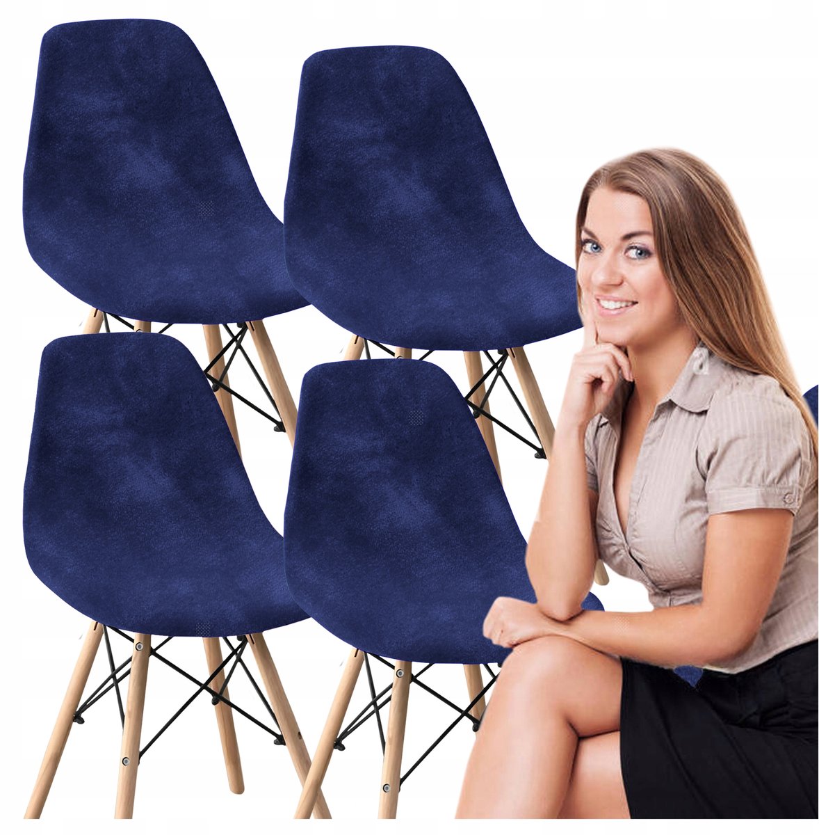 Set van 4x Velours Stoelhoezen Scandinavisch Design - Elegant & Beschermend