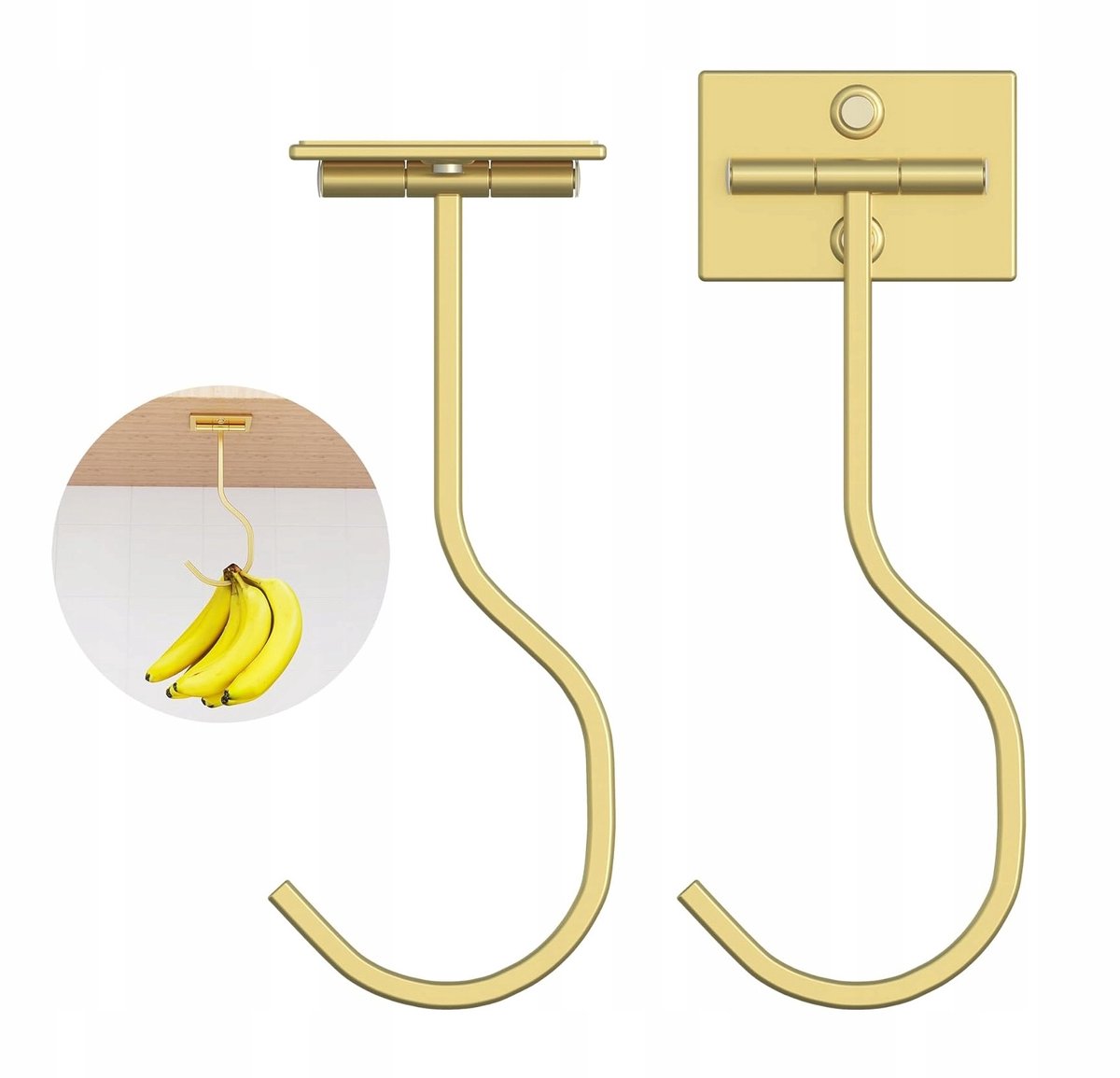 Gouden Zelfklevende Bananenhaken (2 stuks) - Keuken Organizer