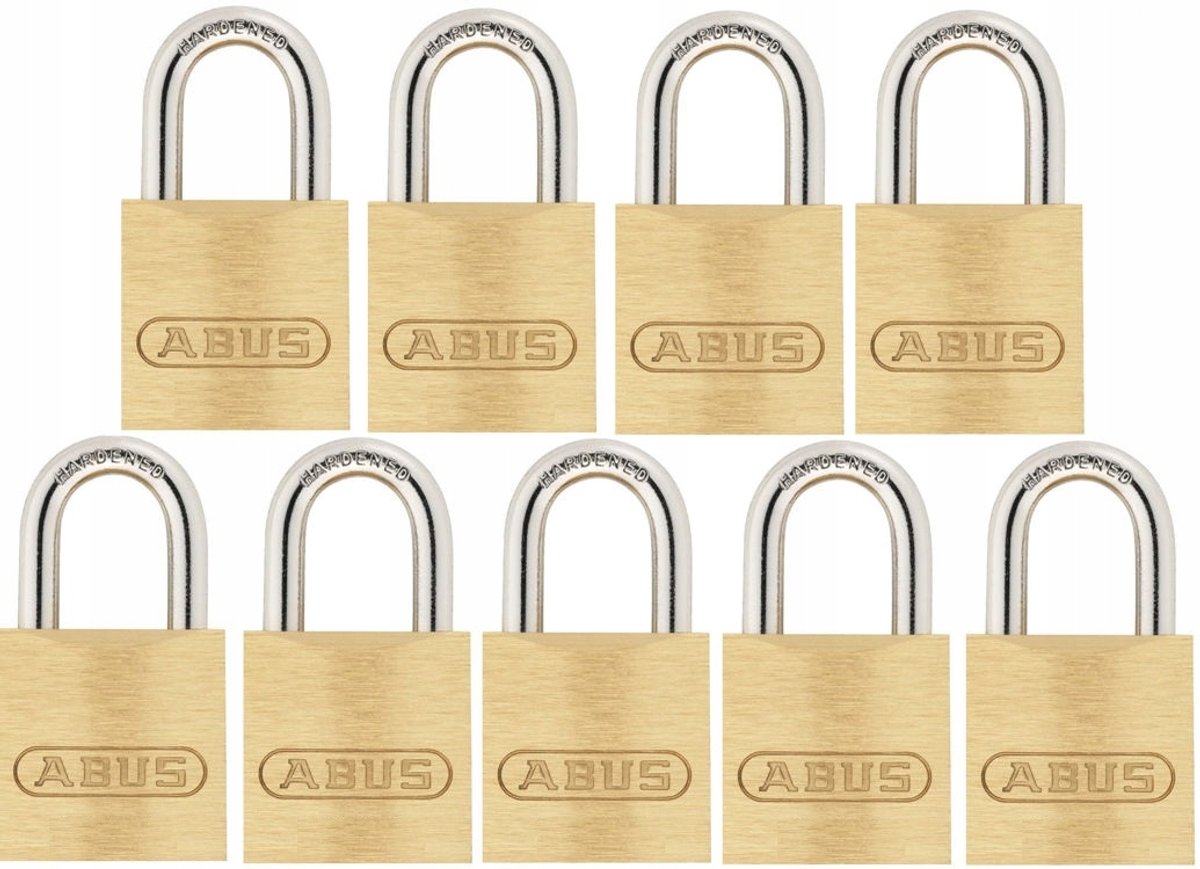 Abus 60/25 Messing Hangsloten - 9 Stuks, Gelijksluitend Systeem