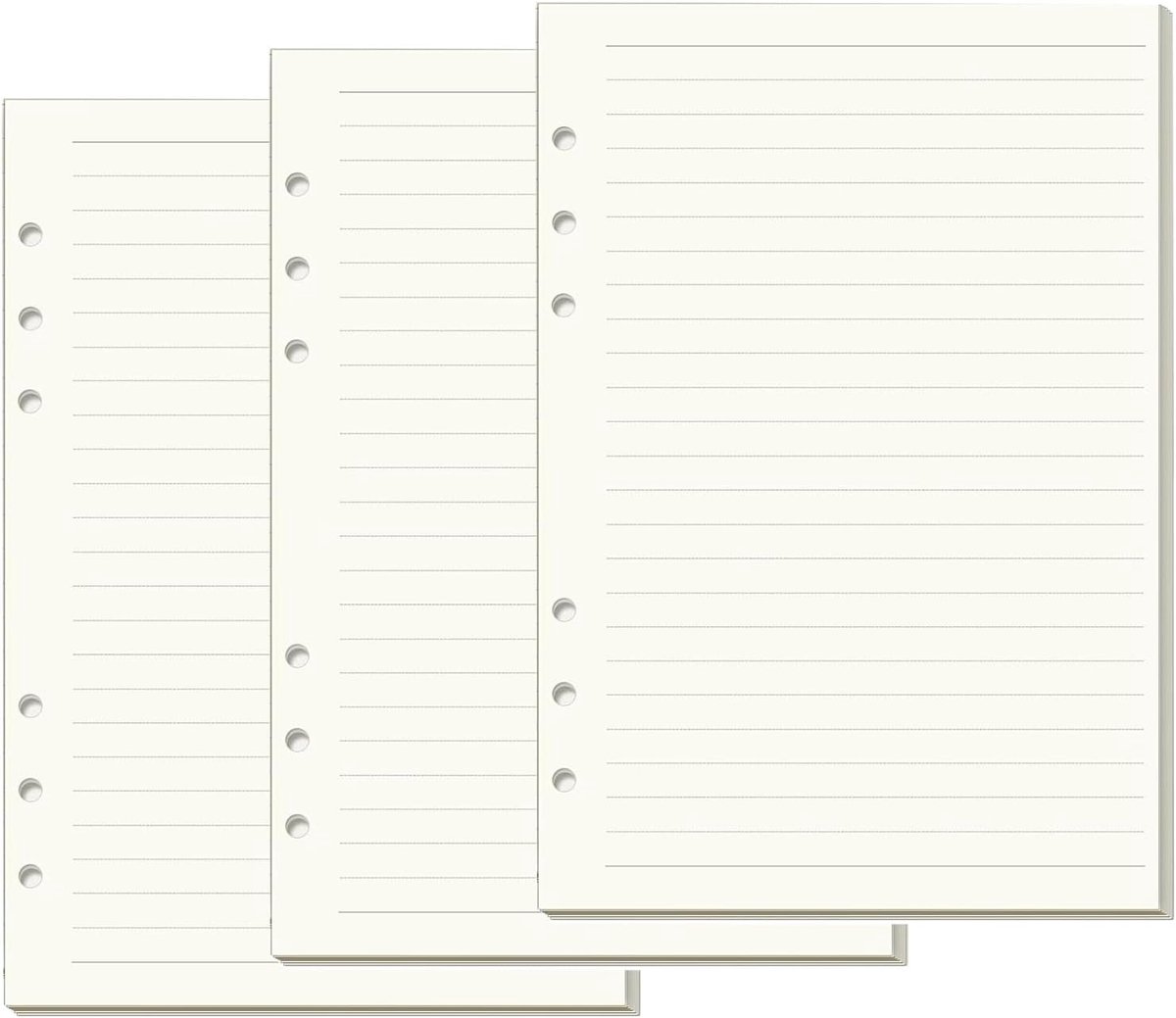 Refillable A5 Ring Binder, A5 Size, Ruled, 6 Holes, Paper, Lined, 135 Sheets, White, for Notes, Diary, Meeting, Office - ShopVlot