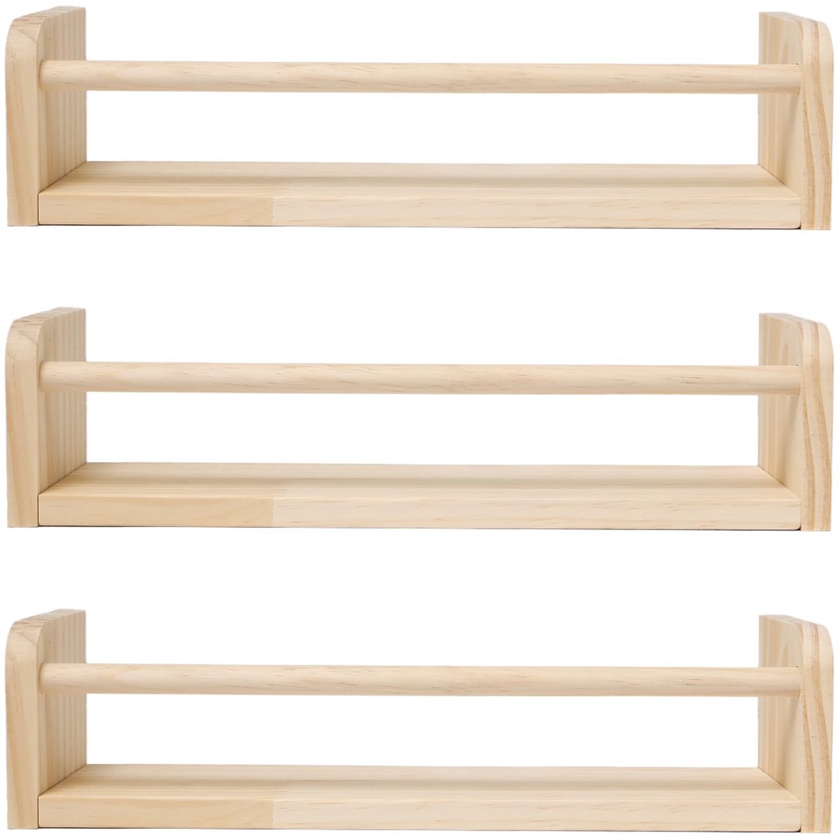 Famanu – 3-delige set van 40 cm boekenplanken voor de kinderkamer, massief houten zwevende planken voor boeken en decoratie