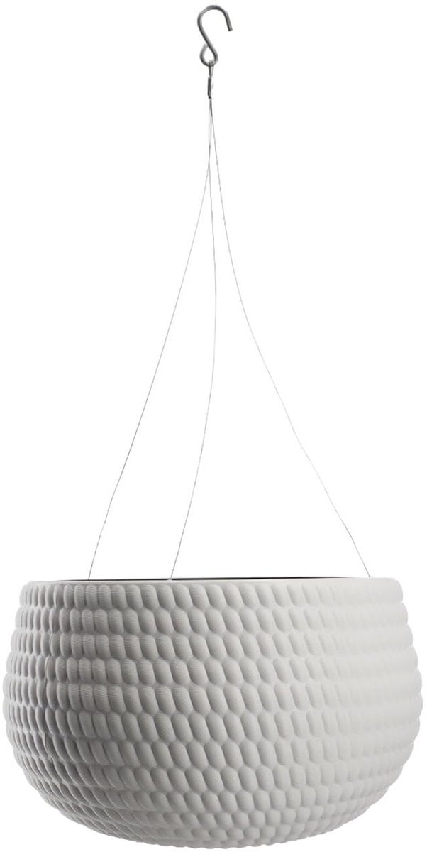 Famanu – Hangpot met ketting en haak, lichtgrijze plantenpot voor binnen en buiten, Ø 32 cm