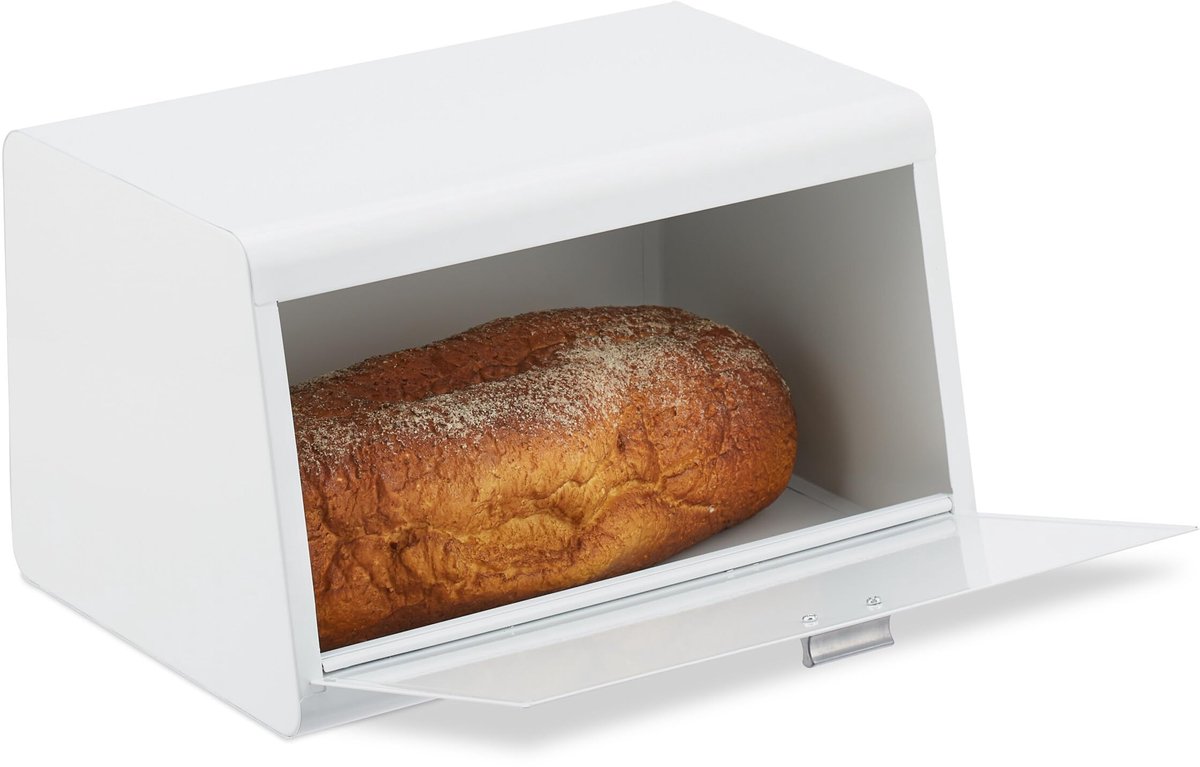 Famanu – Broodtrommel van roestvrij staal, brood bewaardoos, afmetingen HxBxD: 20,5 x 34,5 x 23,5 cm, metalen brooddoos voor keuken