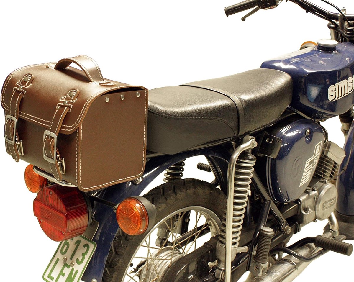 Leather rear bag with quick release for Simson S50 S51 S70 luggage carrier brown - ShopVlot