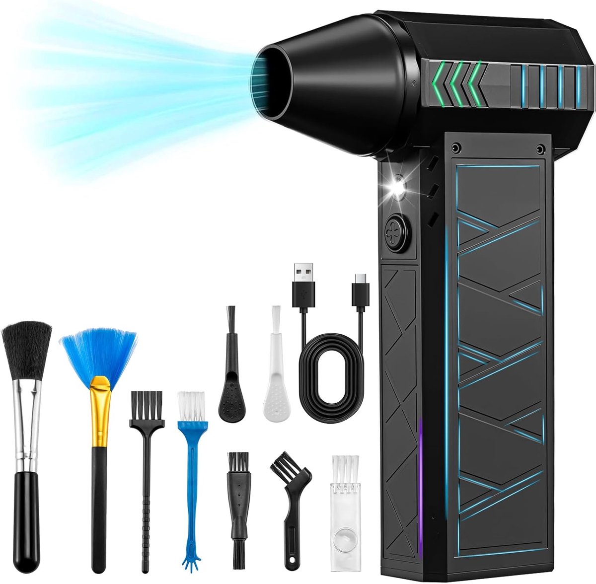 Electric Dust Fan, 180,000 rpm, Compressor Air Fan, 4-Speed Battery-Powered Air Spray - ShopVlot