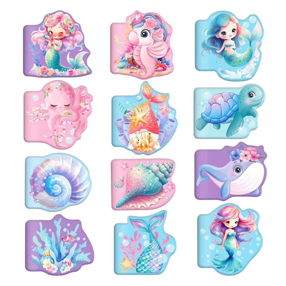 Mermaid Notebooks, bulk, 12 stuks mini-notitieboeken met zeedieren, draagbaar, klein zaknotitieboek, schattig - ShopVlot