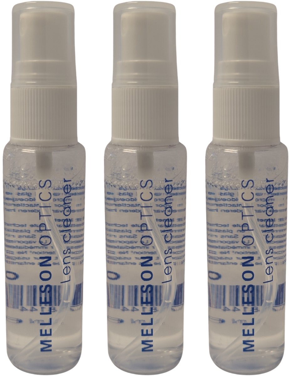 Melleson Eyewear - Brilspray 3 x 33 ml - Reinigingsspray voor Dagelijks Gebruik - Voor Alle Soorten Brillenglazen