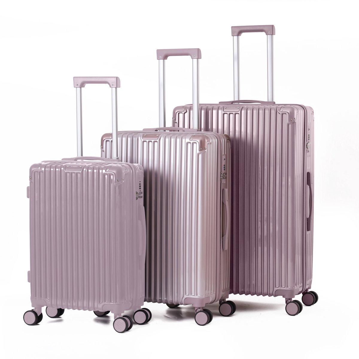 FLY&BYE® Kofferset Titan - S/M/L - 3 Delig - Complete Set - 39 Handbagage + 71 en 113L Ruimbagage - TSA Cijferslot - Rosegoud