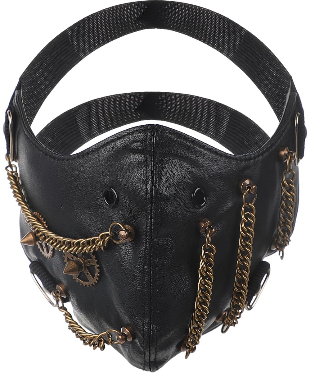 Punk Steampunk masker, leer, gothic, leren masker, kostuum, zwart, retro masker, vintage motormasker, lederen - ShopVlot