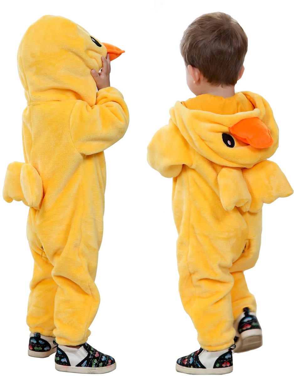 Doladola Baby Flanel Dier Hooded Rompertjes,Peuters Jumpsuits Outfit voor Kinderen van alle leeftijden(gele eend, 6-12 - ShopVlot