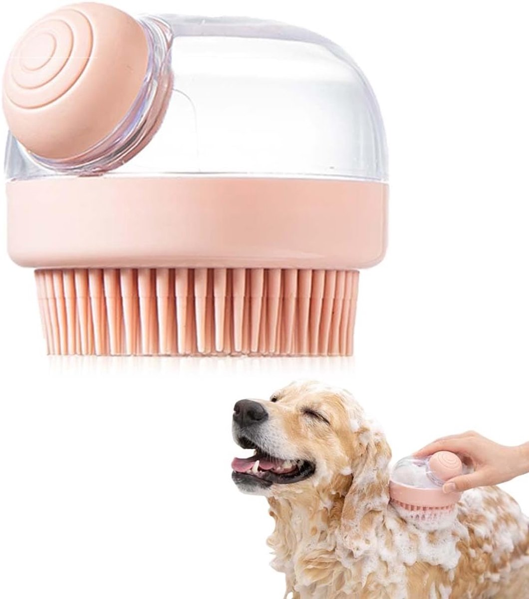 Spazzola voor shampoo set - roze - ergonomisch ontwerp - perfect voor honden en katten - ShopVlot