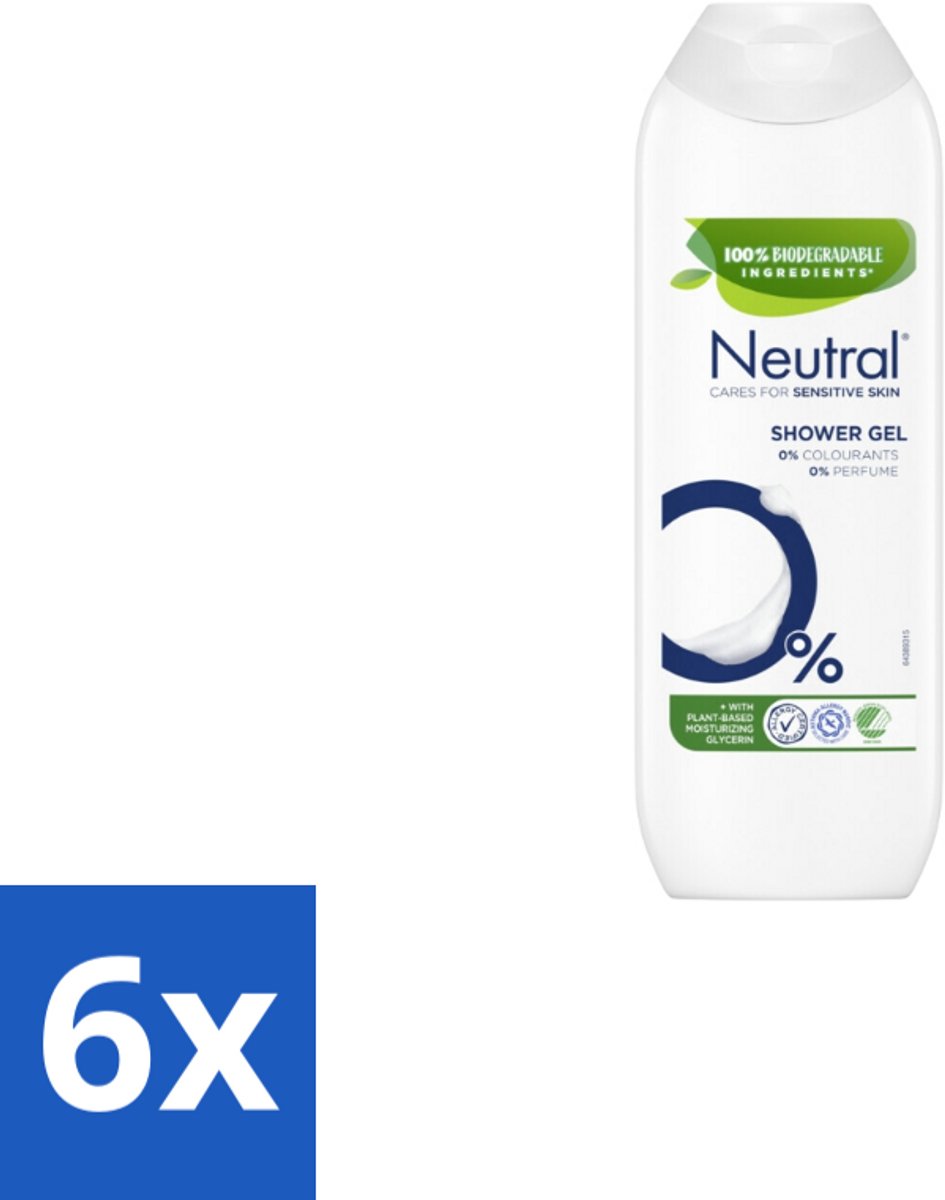 Neutral - Douchegel - Gevoelige huid - Parfumvrij - 250 ml - Voordeelverpakking - 6 stuks