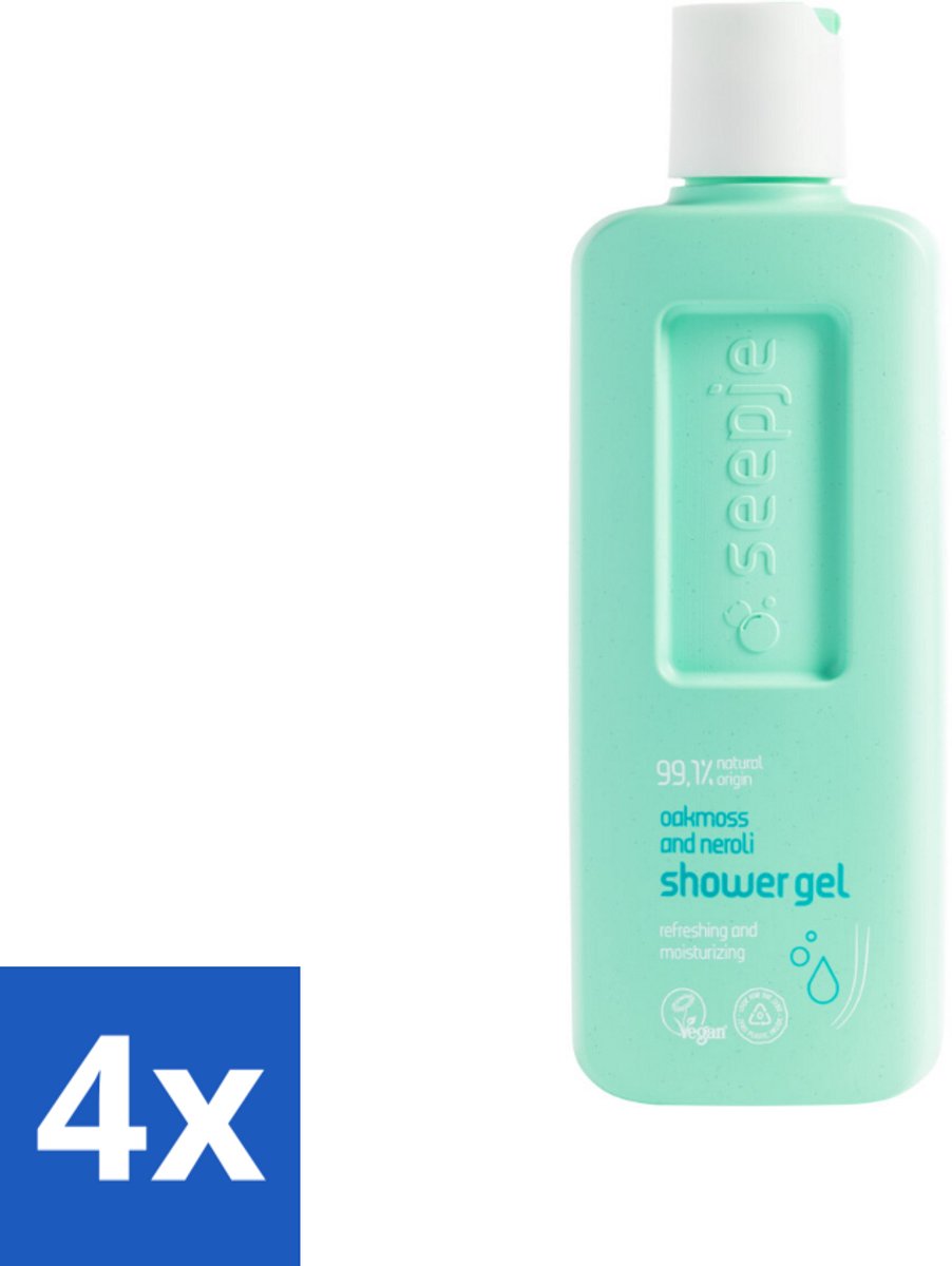 Seepje - Douchegel - Hydraterend & Verfrissend - Eikenmos en Neroli - 300 ml - Voordeelverpakking - 4 stuks