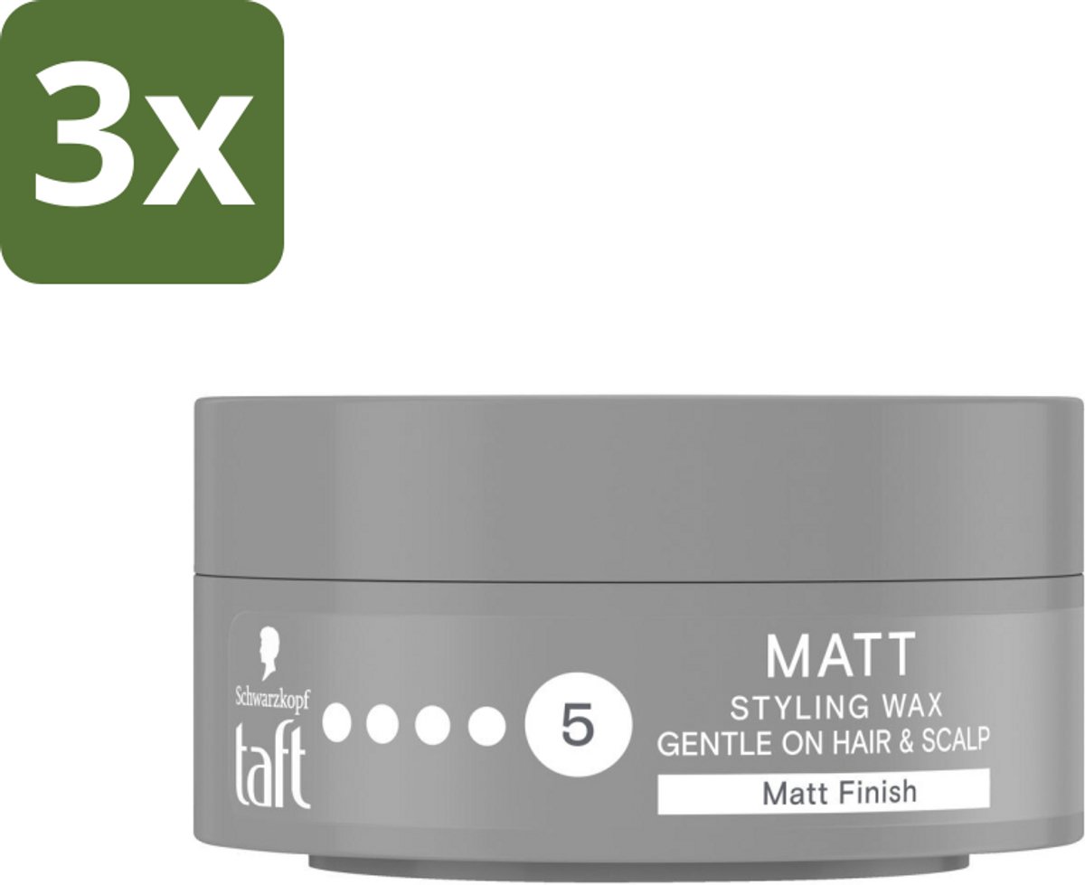 Taft - Matt 5 - Styling Wax - Matterende finish - 75 ml - Bulkverpakking - 3 stuks