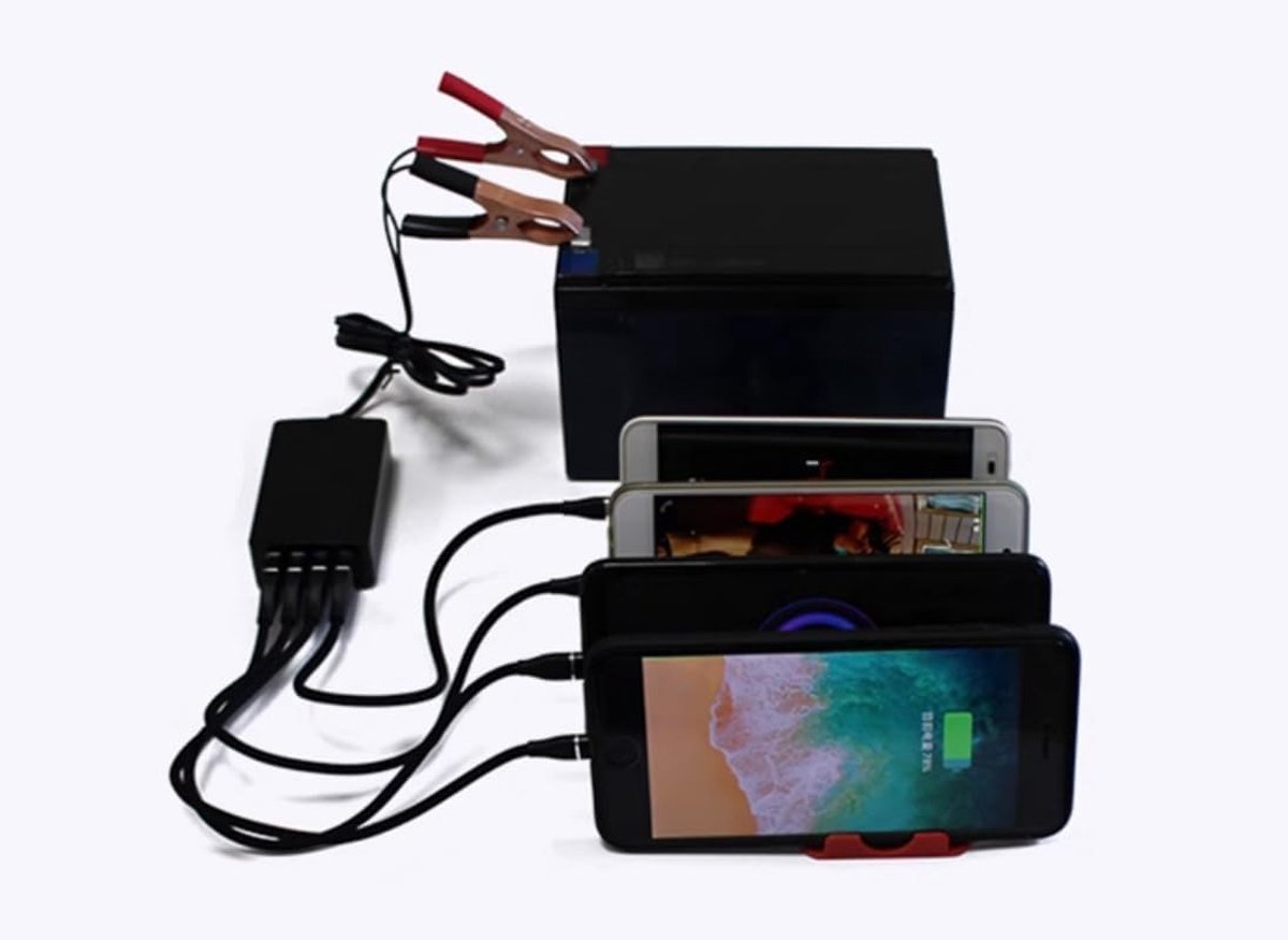 DC Converter 12V/24V naar 5V - 8A USB Powered - 4 Poorten met Automatische Identificatie - ShopVlot